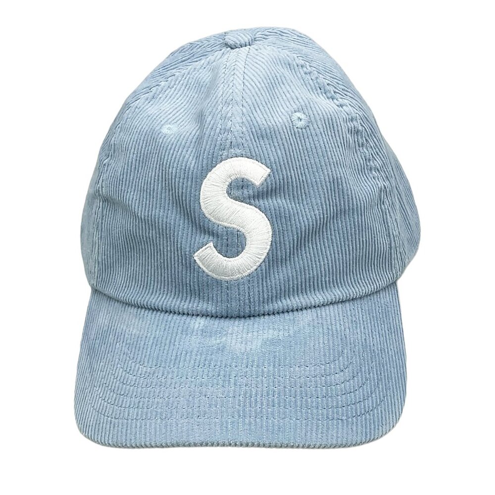 Supreme SS21 Fine Wale Corduroy S Logo 6-Panel Cap Light Blue